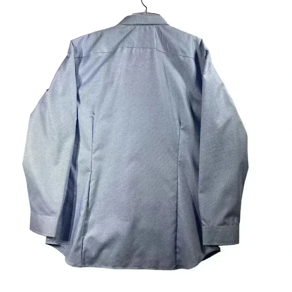Banana Republic Men's XXL Basic Blue SlimFit Untucked NonIron Grid Pattern Shirt